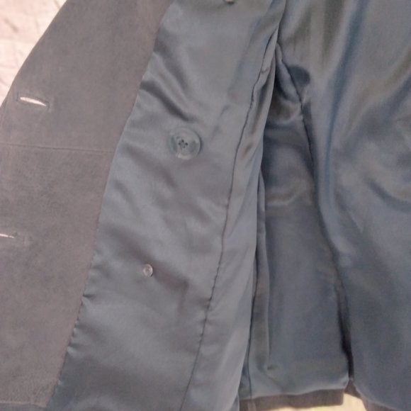 New Terry Lewis Classic Luxuries Blue Size M Double Breasted Lined Suede Coat - Picture 6 of 13